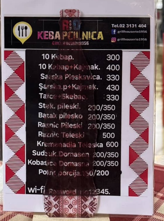 Wonderful menu