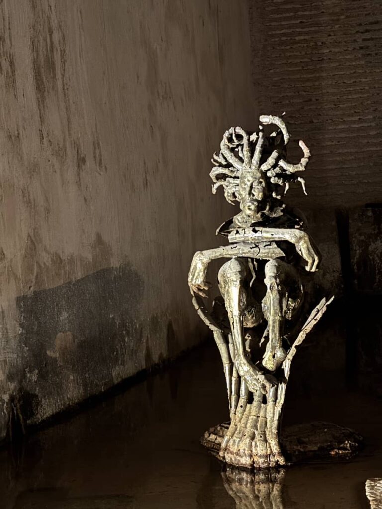 A funny skeletal sculpture