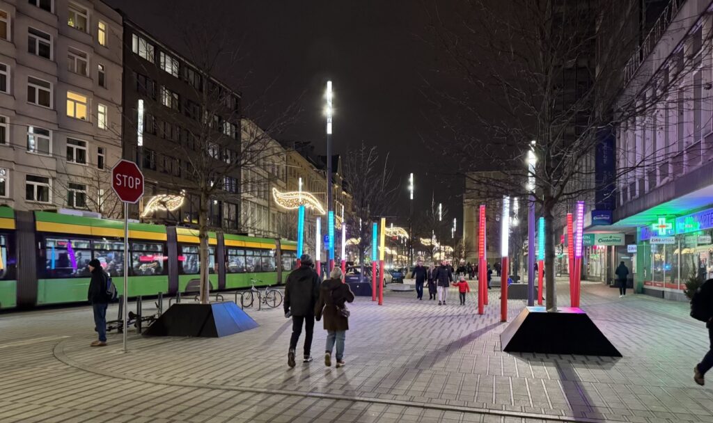 Street decoration Poznan in winter