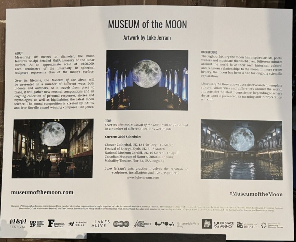 Cathedral Moon exhibit chasing around Chester